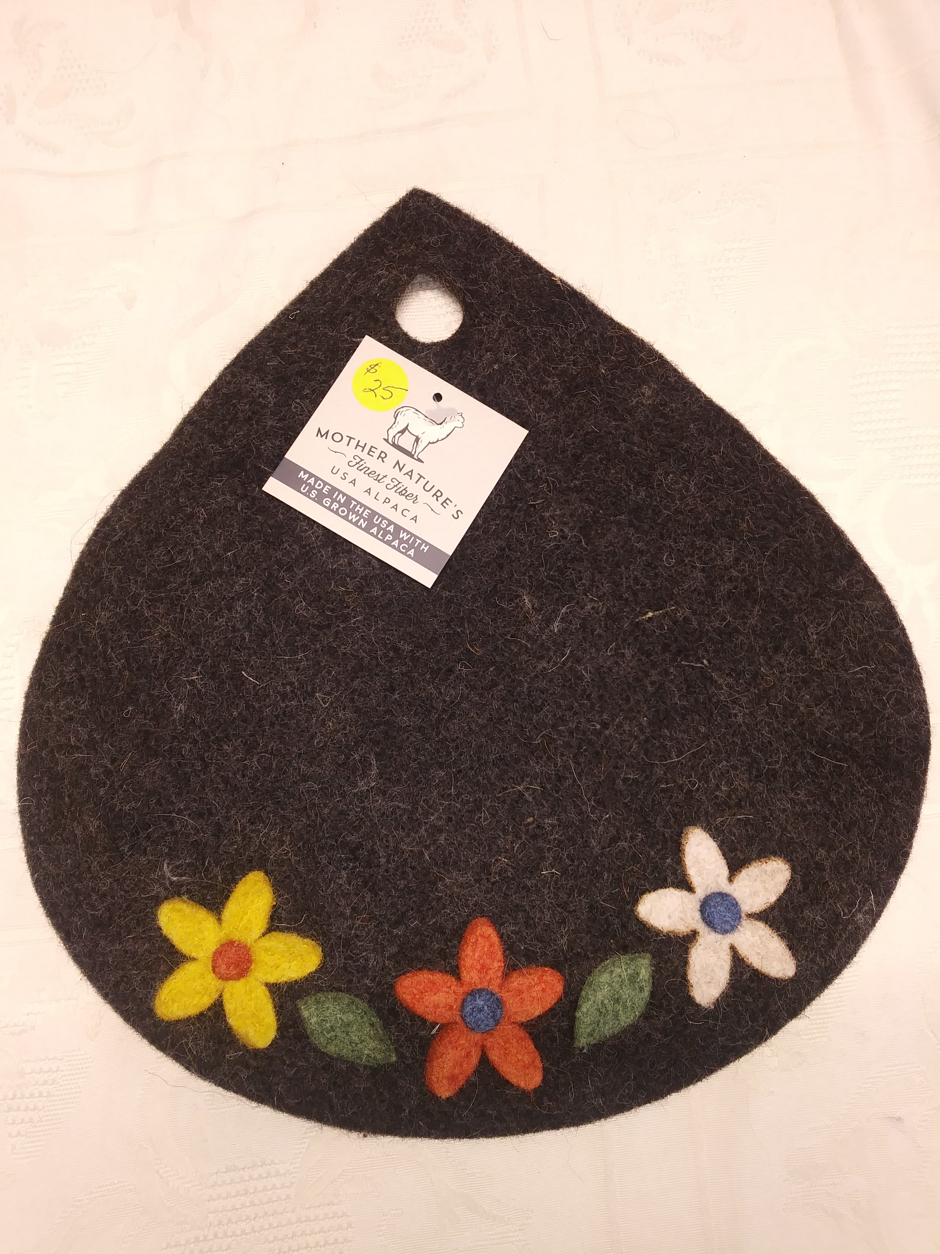 Decorated Alpaca Felted Trivet or Table Pad